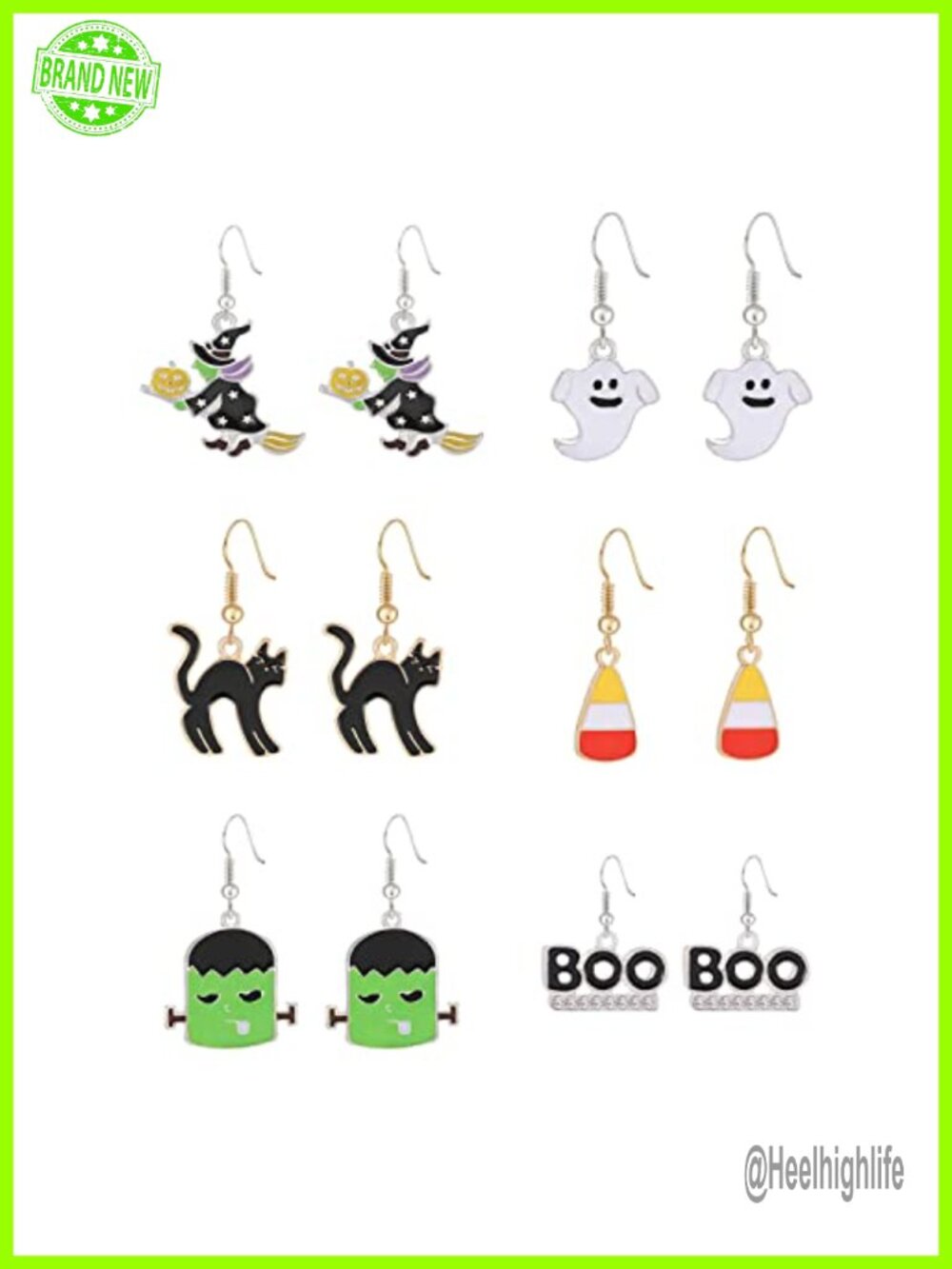 Halloween Drop Dangle Earrings Set Pumpkin Ghost Spider Boo Bat Cat Stainless